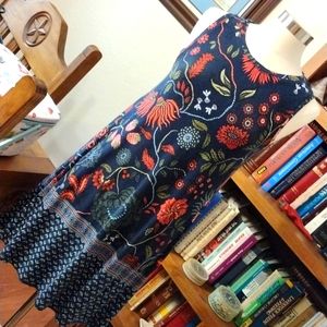 LOFT Sm navy and red print dress